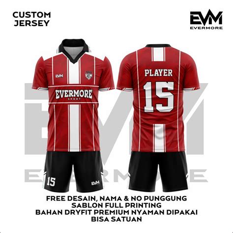 Jual Jersey Futsal Sepak Bola Garnet Gladiator Merah Putih Full