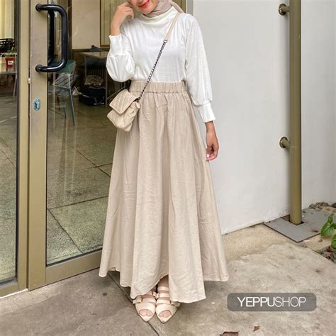 Jual FREYA Skirt Rok Kekinian Rok Lebar Berbahan Linen YEPPUOUTFIT