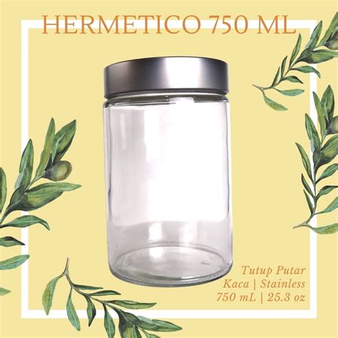 Jual Hermetico Jar Tutup Stainless Putar Ml Toples Kaca Cookies