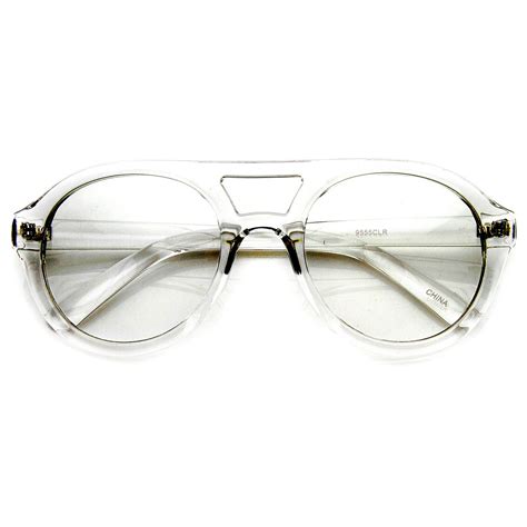 Retro Bold Thick Frame Round Clear Lens Aviator Glasses Sunglass La