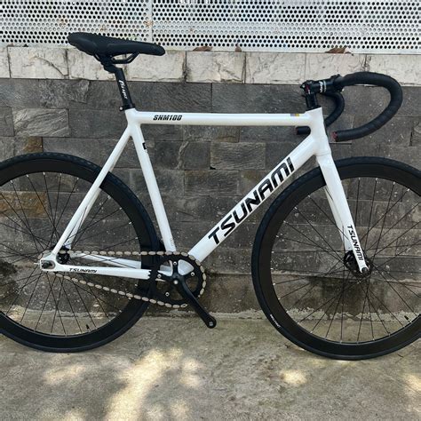 Xe đạp fixed gear TSUNAMI SNM100 cơ bản Trắng chữ đen Shopee Việt Nam