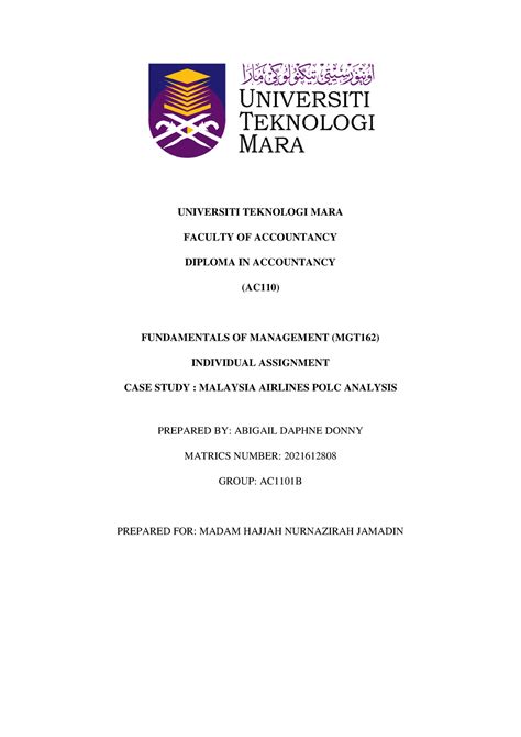 Mgt Individual Assignment Universiti Teknologi Mara Faculty Of