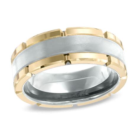 Triton Mens 80mm Comfort Fit Two Tone Tungsten Wedding Band Wedding