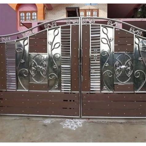 Hinged Polished Designer Stainless Steel Gate Double Door At Rs