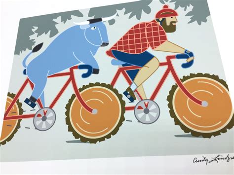 Paul Bunyan And Babe Blue Ox On Bikes Art Print Etsy