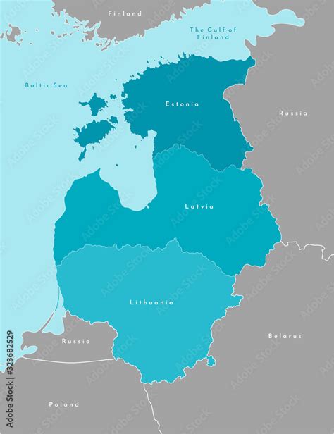 Vector Isolated Illustration Ssmplified Political Map Of Baltic States