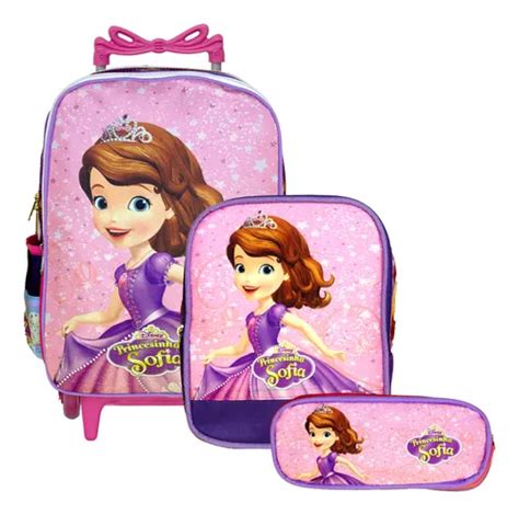 Mochila Infantil Escolar Feminina De Rodinhas Princesa Sofia Cor Lil S