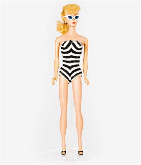 Barbie™ X Unique Vintage Black And White Chevron Stripe One Piece Bathing Suit Barbie Swimsuit