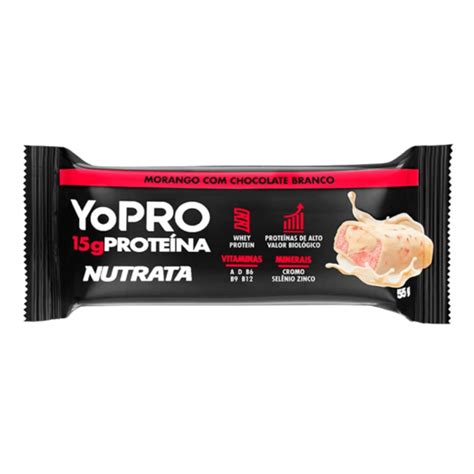 Barra De Proteina Yopro Morango Choc Branco 55G Ugami Mercado Natural