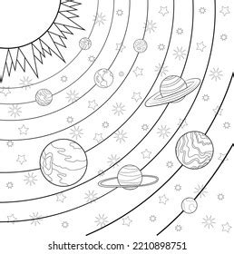 Solar System Drawing Coloring Page All Stock Illustration 2210898751 ...