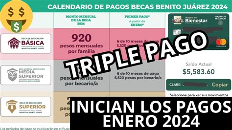 AVISO DE PAGO Beca Benito Juárez 2024 Enero Inician los Depósitos del