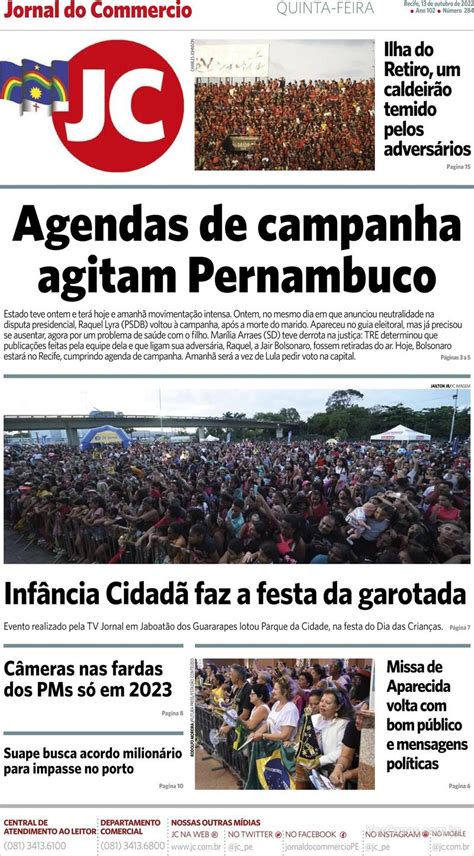 Capa Jornal Do Commercio Edi O Quinta De Outubro De