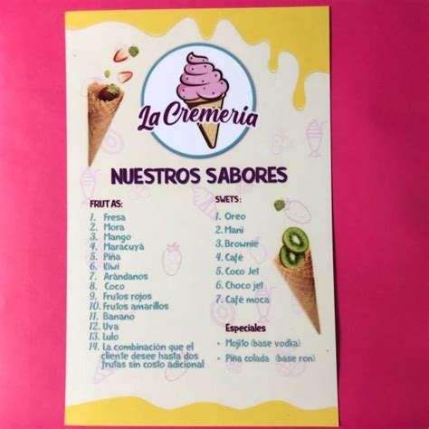 Menu Plastificado Paloma Publicidad