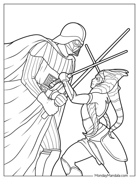 Dark Vador En Combat Contre Ahsoka Coloriage Star Wars Pour Enfants