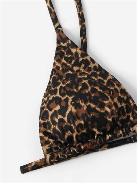 Shein Swim Vcay Leopard Triangle Thong Bikini Swimsuit Shein Uk