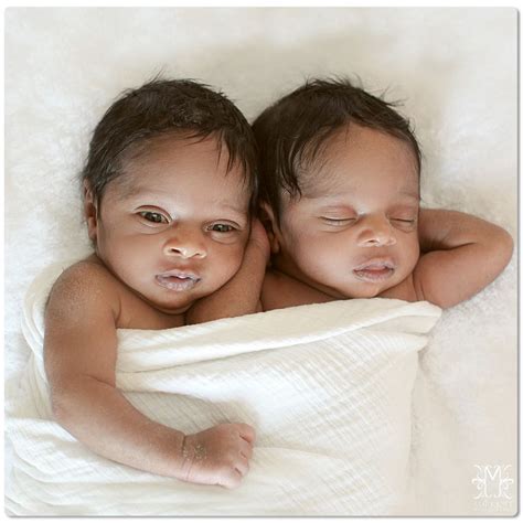 African American Newborn Babies Twins