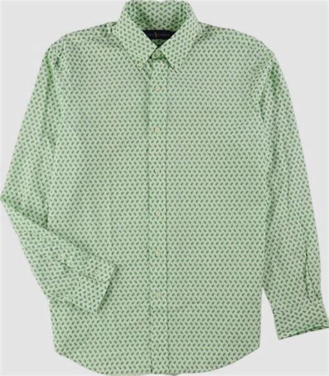 99 Ralph Lauren Men S Green Paisley Printed Classic Button Down Shirt