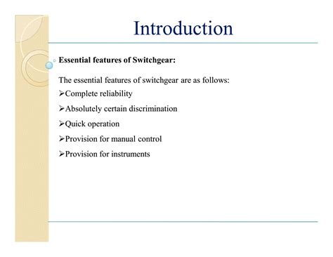 Switchgear And Protectionintroductionpdf