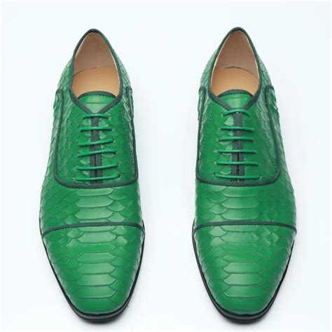 Green oxford shoes for men lace up flats leather formal office dress ...