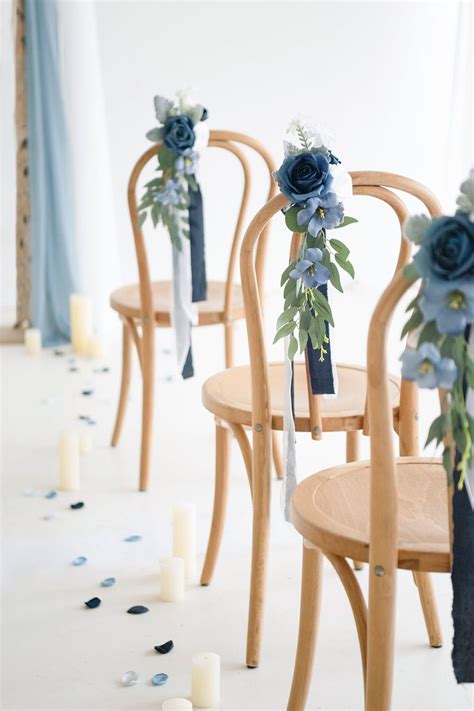 Wedding Aisle Decoration Pew Flowers In Dusty Blue Wedding Aisle