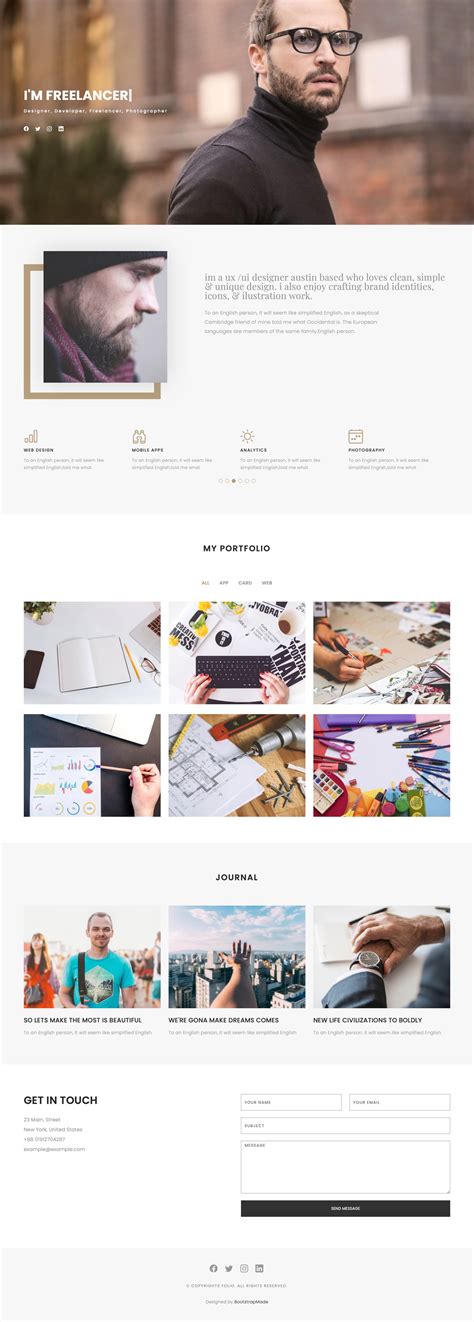 Folio Bootstrap Free Personal Portfolio HTML Website Template