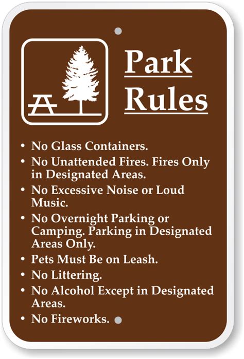 Park Signs Brown Park Guide Signs Park Rules Signs