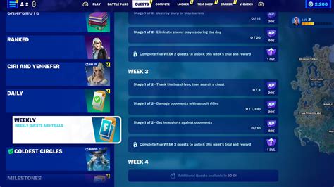 Fortnite Chapter 4 Season 3 How To Complete Week 3 Quests