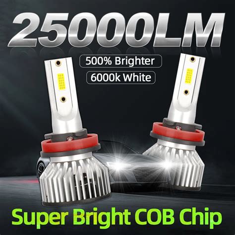 2pcs H11 12v Bulbs 9005 Hb3 9006 Hb4 H1 H4 H7 H13 9004 9007 25000lm 180w