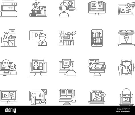 Home Tutoring Line Icons Signs Vector Set Outline Illustration Concept Stock Vector Image