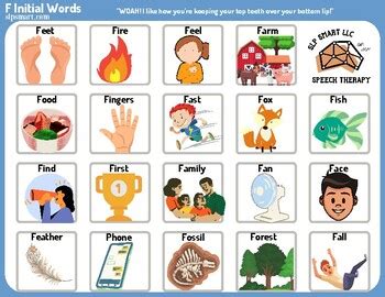 F Initial Words Articulation Therapy Freebie Print Go Tpt