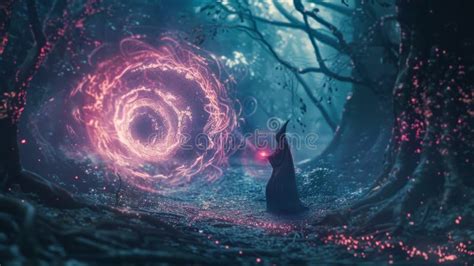 Wizard Casting A Spell That Forms A Vortex Of Glowing Particles In A