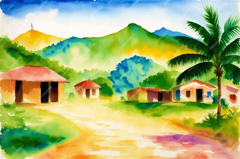 Premium Ai Image A Watercolor Town Enchanting Mexican Delights