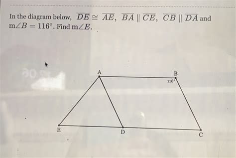 Solved In The Diagram Below Overline De Overline Ae Overline