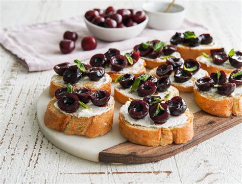 5 A Day Cherry And Goats Cheese Crostini