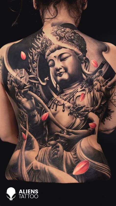 Zen Blossoms Full Back Meditating Buddha Tattoo In Buddha