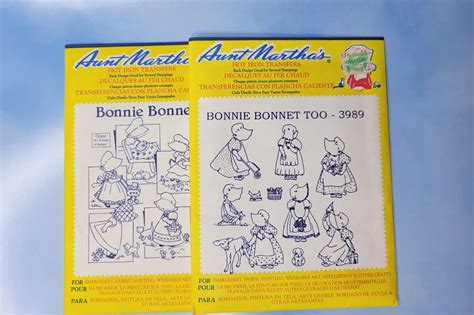Lot Of Aunt Martha S Hot Iron Transfers Bonnie Bonnet And Too Etsy
