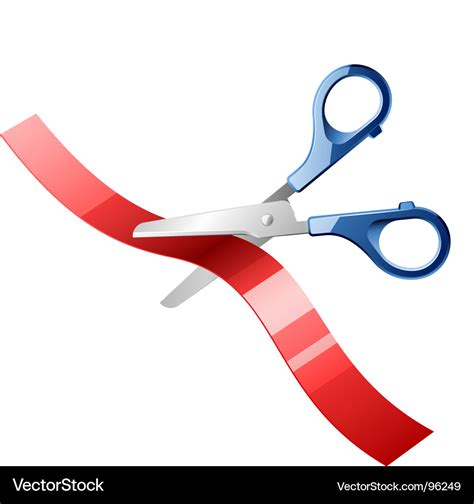 Scissors cutting ribbon Royalty Free Vector Image