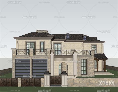 欧式独栋别墅免费su模型下载id10672071sketchup模型下载 欧模网