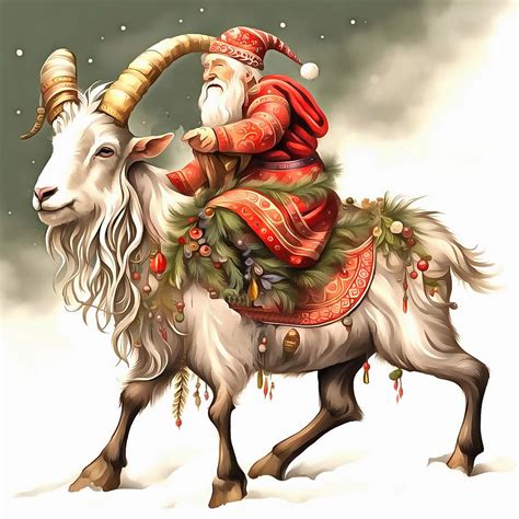 Scandanivian Mythology Julbocken Yule Goat And Tomte Painting By Taiche Acrylic Art Fine Art