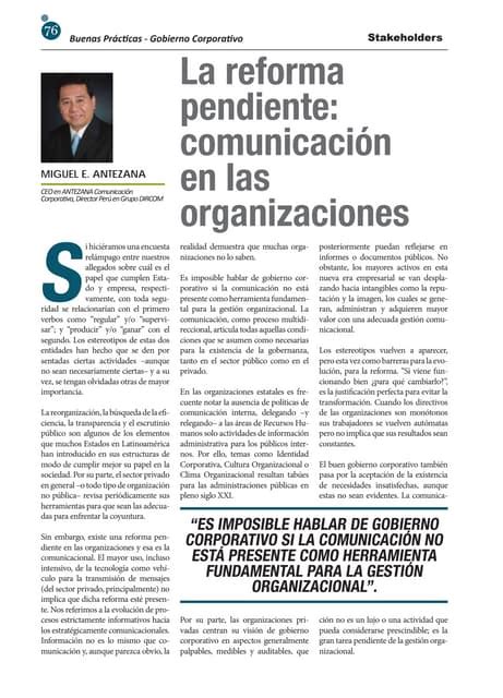 La Reforma Pendiente Comunicación En Las Organizaciones Miguel