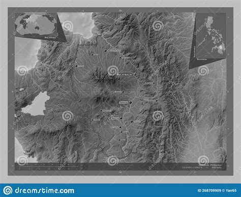 Bukidnon Philippines Grayscale Labelled Points Of Cities Stock