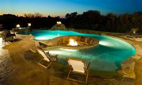 Firewater Combo In 15 Traditional Pools With Fire Pits Home Design Lover