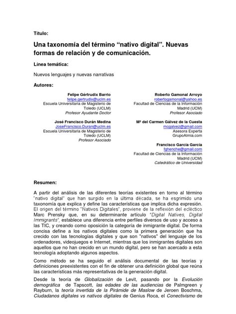 PDF Una taxonomía del término nativo digital Nuevas formas de