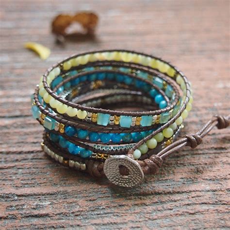 5 Times Wrap Bracelet Jade Beaded Mix Boho Bracelet Etsy Norway