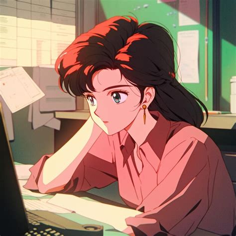 Premium Ai Image Anime Girl Sitting At A Desk With A Laptop And