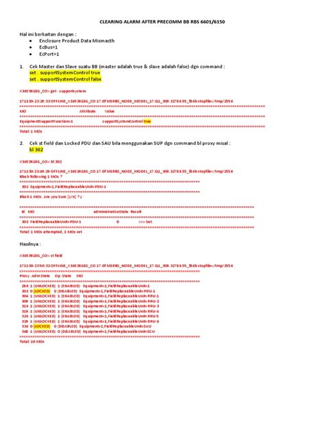 Clearing Alarm After Precomm Bb Rbs 6601 Pdf