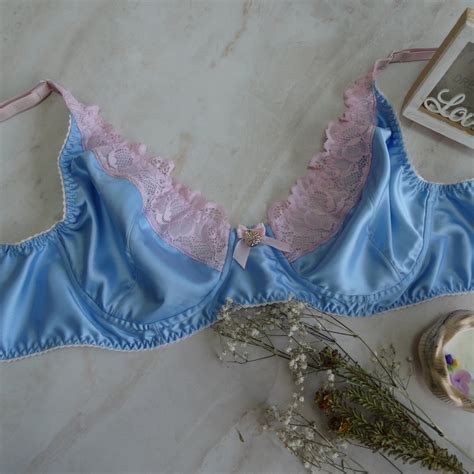 Sky Blue Silk Lace Bra For Men Or Women Satin Sissy Lingerie Etsy