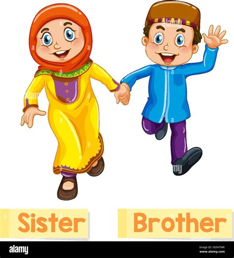 Ilustración de hermana y hermano en inglés Imagen Vector de stock - Alamy