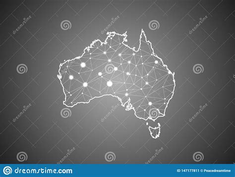 El Wireframe Del Vector Enreda Poligonal Del Mapa De Australia