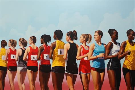 Premium Ai Image A Diverse Group Of Women Standing In A Straight Line